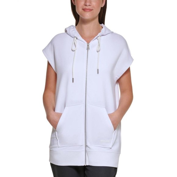Dkny Sweaters - NWT Dkny Jeans Women's Zip-Front Sleeveless Hoodie E22FWH7M XXS White